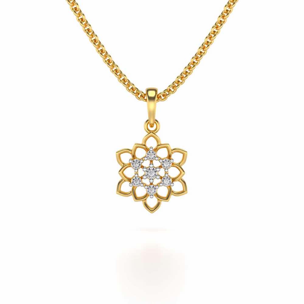 Regal Floral Ring Silver Pendant Earrings Set - Yellow Gold - Image 2