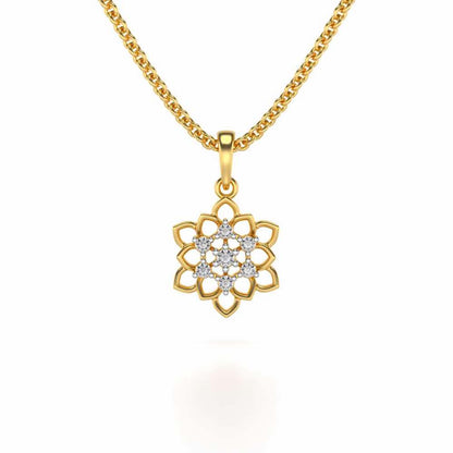 Regal Floral Ring Silver Pendant Earrings Set - Yellow Gold - Image 2