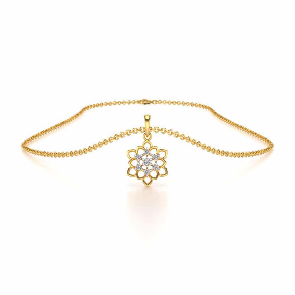 Regal Floral Ring Silver Pendant Earrings Set - Yellow Gold - Image 3