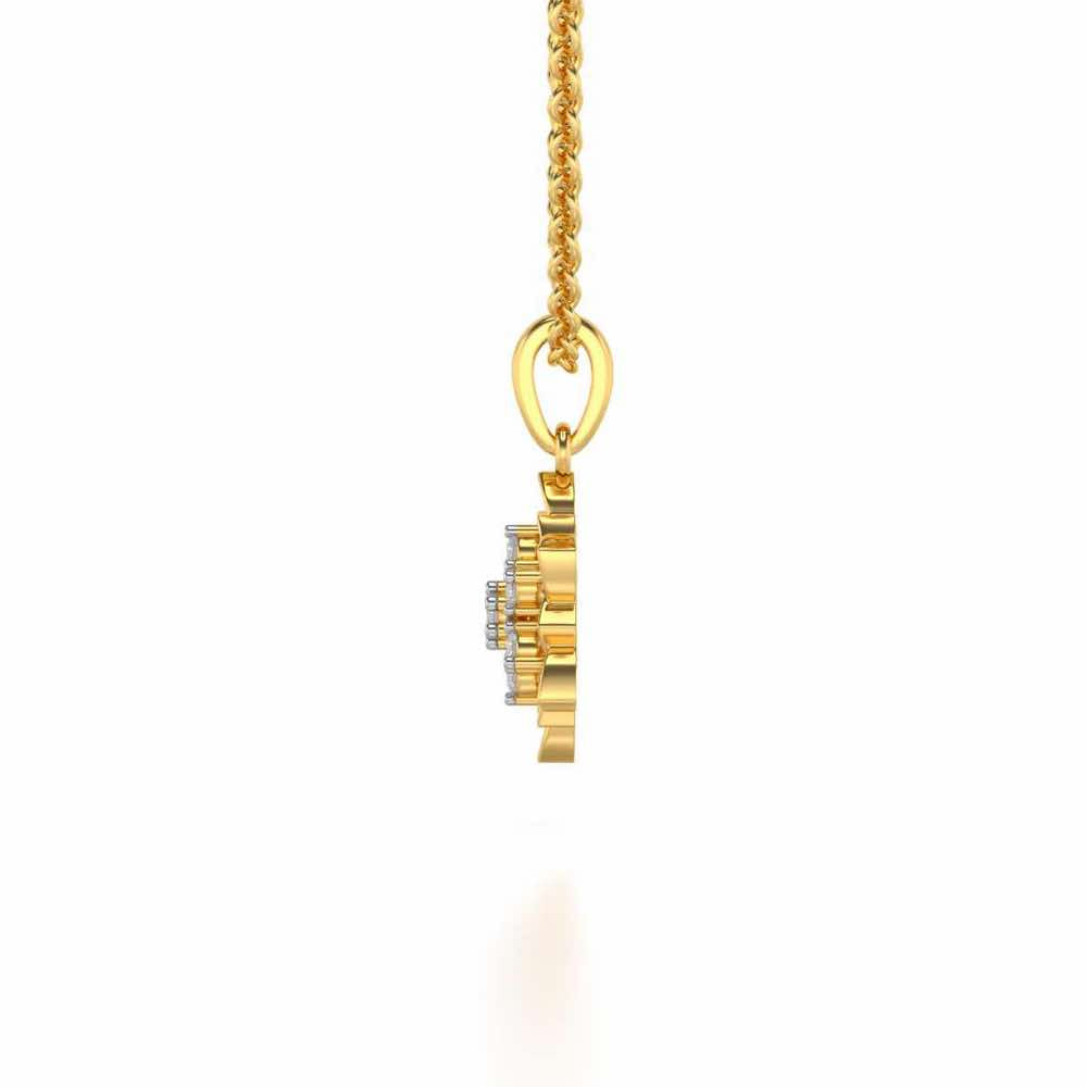 Regal Floral Ring Silver Pendant Earrings Set - Yellow Gold - Image 4