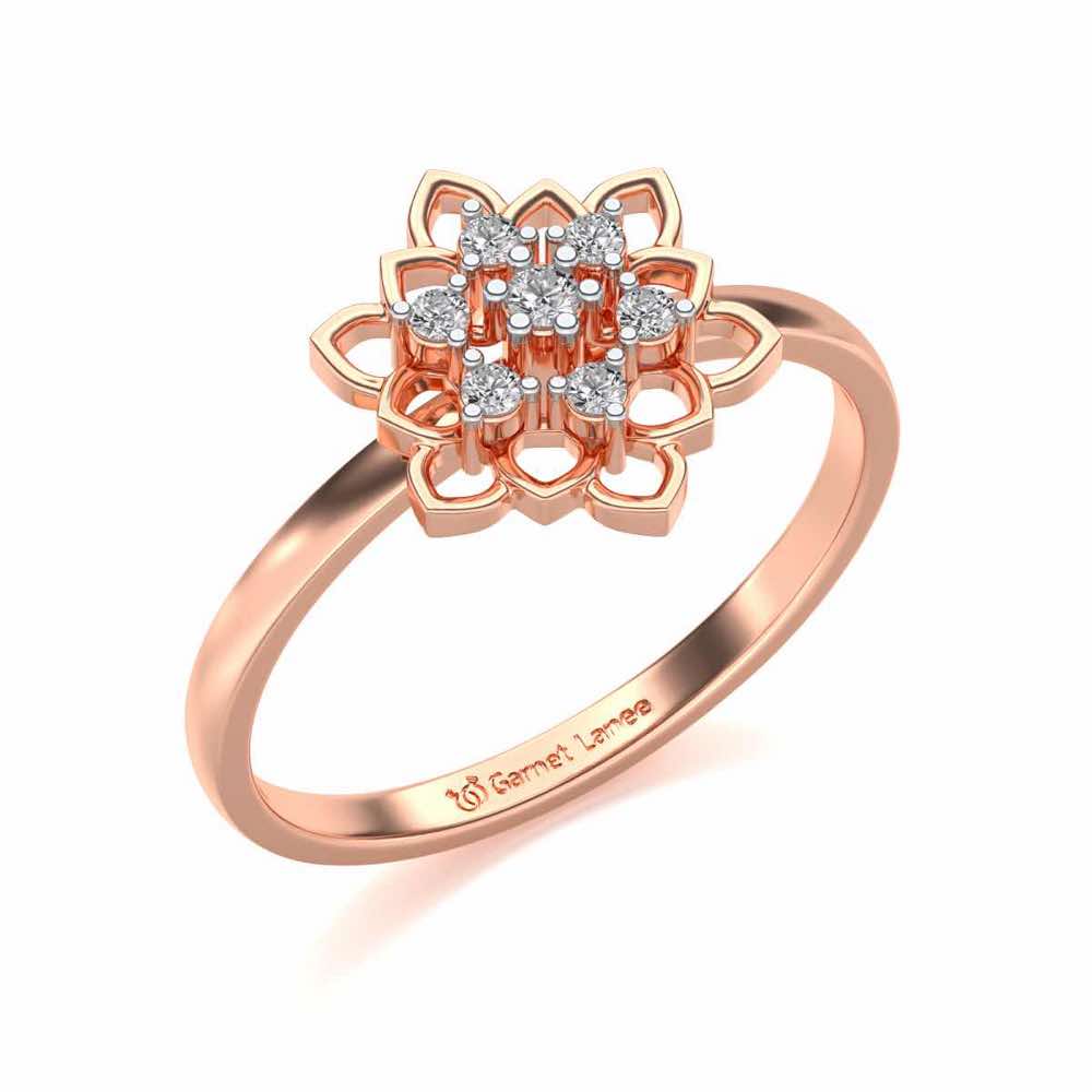 Regal Floral Ring Silver Rings - Rose Gold - Image 1