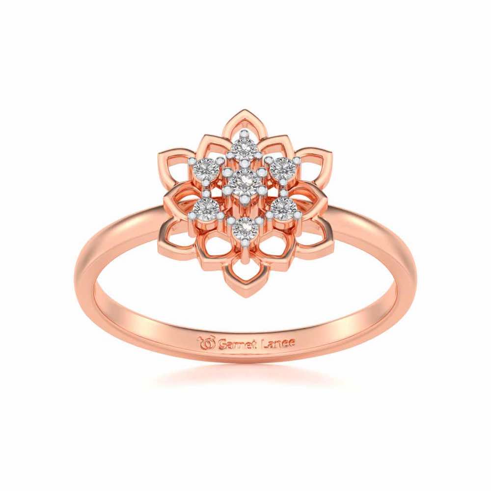 Regal Floral Ring Silver Rings - Rose Gold - Image 2