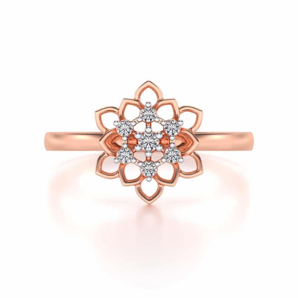 Regal Floral Ring Silver Rings - Rose Gold - Image 5