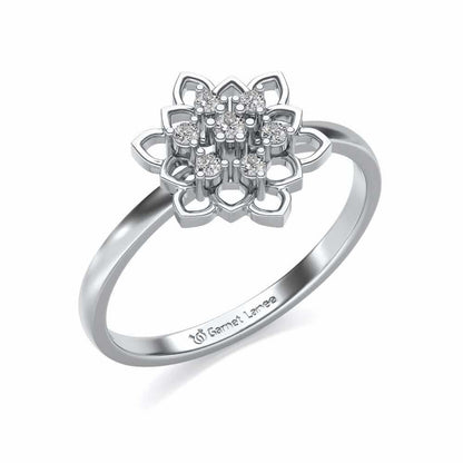 Regal Floral Ring Silver Rings - White Gold - Image 1