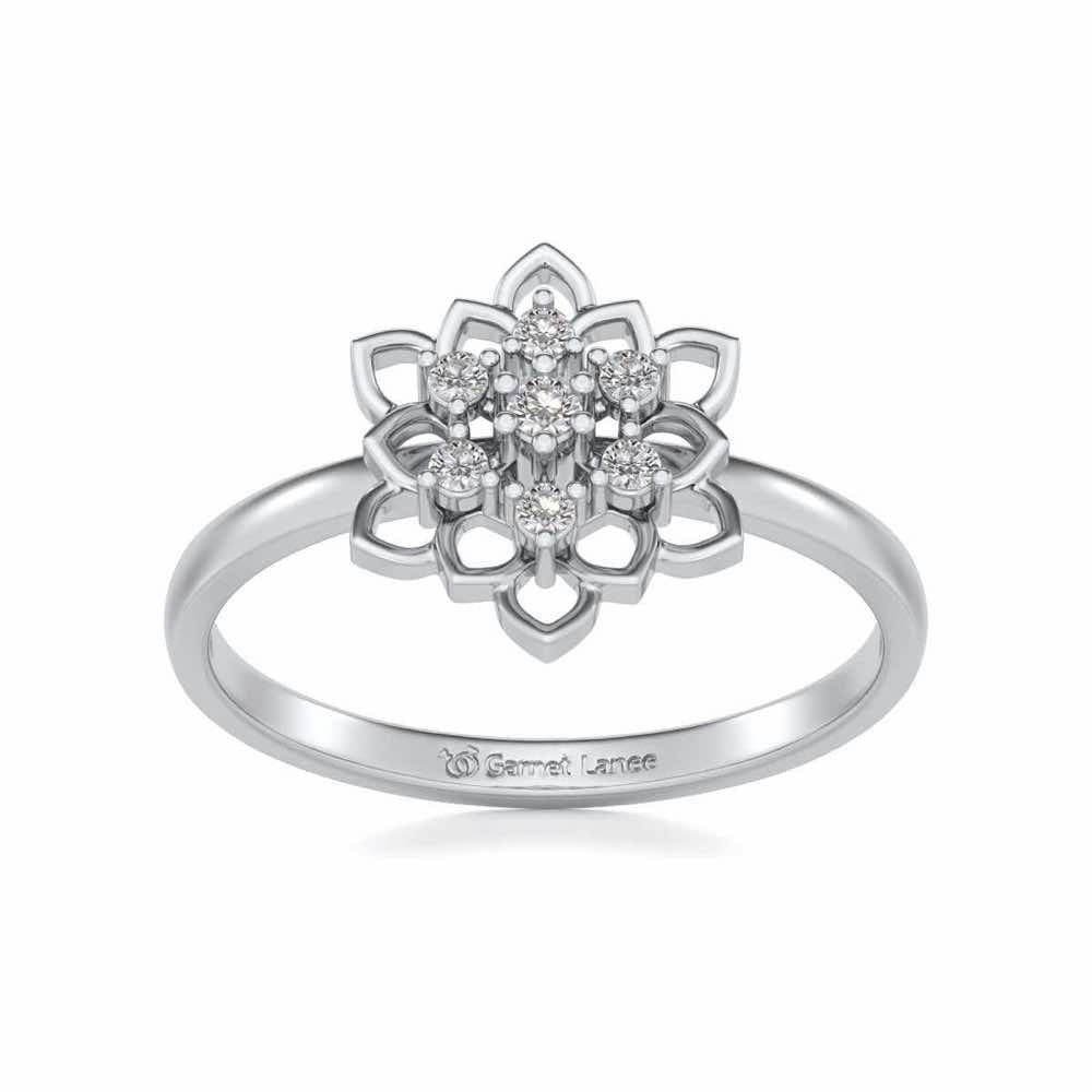 Regal Floral Ring Silver Rings - White Gold - Image 2