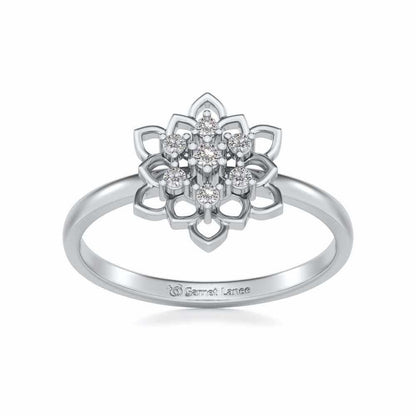 Regal Floral Ring Silver Rings - White Gold - Image 2