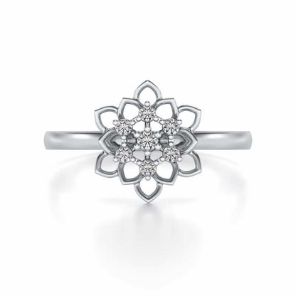 Regal Floral Ring Silver Rings - White Gold - Image 5