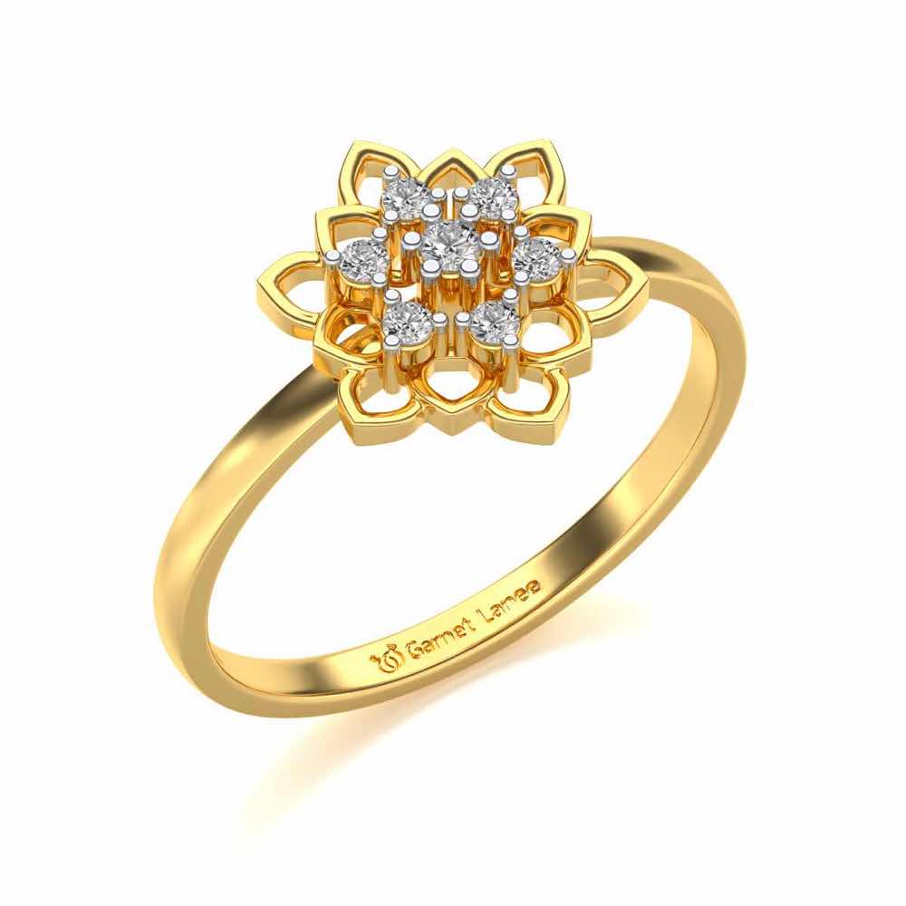 Regal Floral Ring Silver Rings - Yellow Gold - Image 1