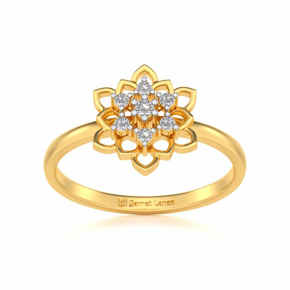 Regal Floral Ring Silver Rings - Yellow Gold - Image 2