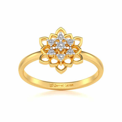 Regal Floral Ring Silver Rings - Yellow Gold - Image 2