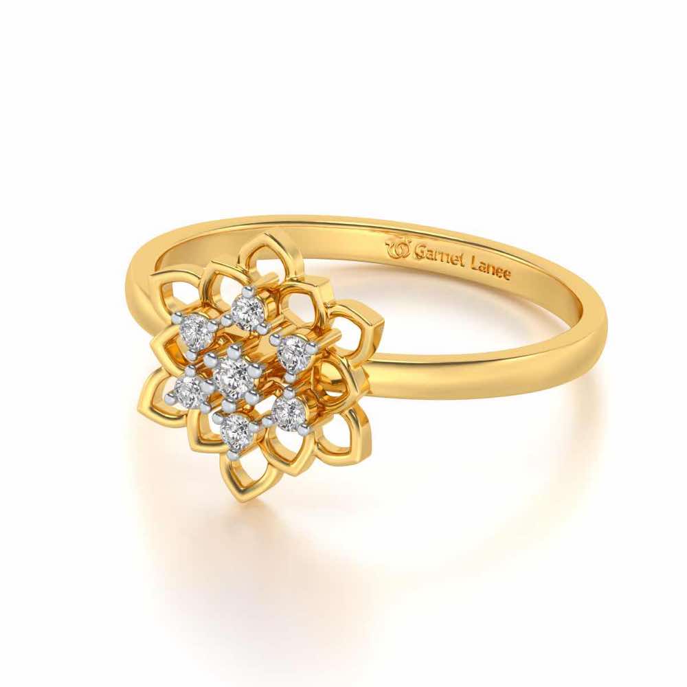 Regal Floral Ring Silver Rings - Yellow Gold - Image 3