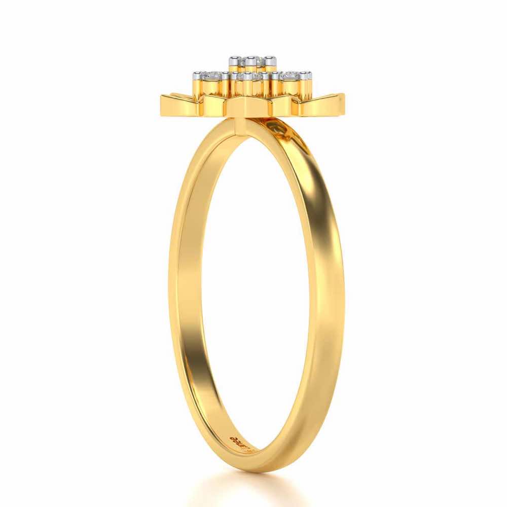 Regal Floral Ring Silver Rings - Yellow Gold - Image 4