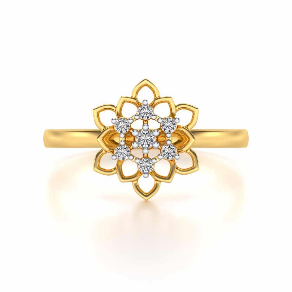 Regal Floral Ring Silver Rings - Yellow Gold - Image 5