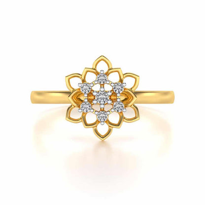 Regal Floral Ring Silver Rings - Yellow Gold - Image 5