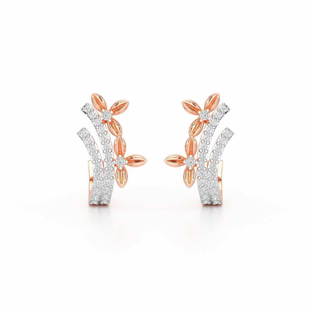 Regal Growth Silver Stud Earrings - Rose Gold - Image 1