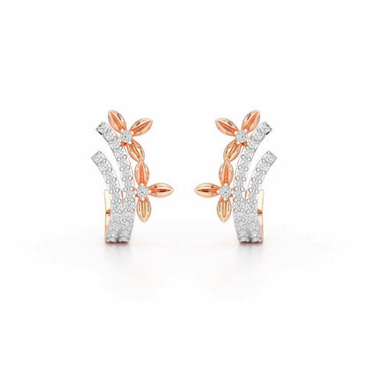 Regal Growth Silver Stud Earrings - Rose Gold - Image 1
