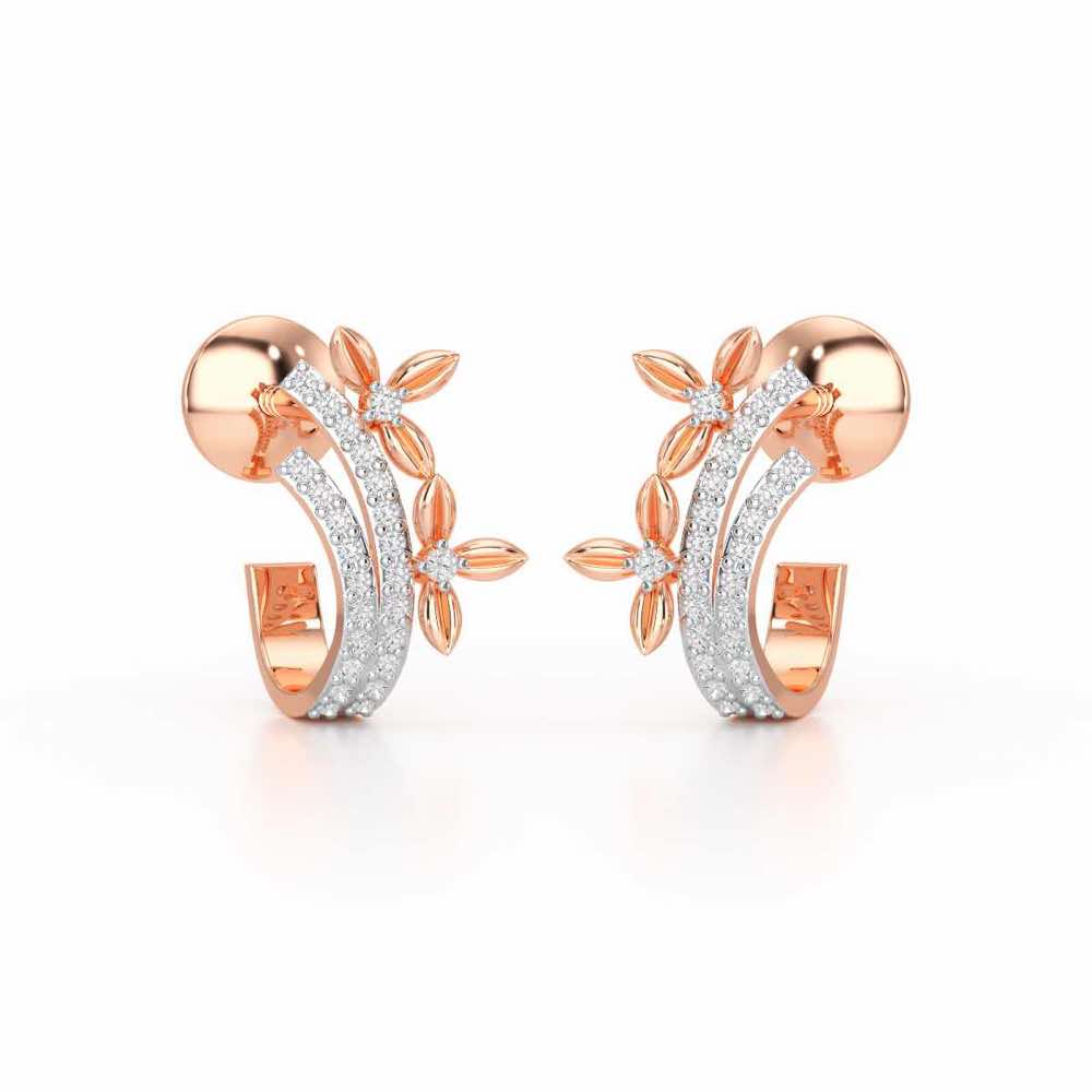 Regal Growth Silver Stud Earrings - Rose Gold - Image 2