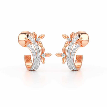 Regal Growth Silver Stud Earrings - Rose Gold - Image 2