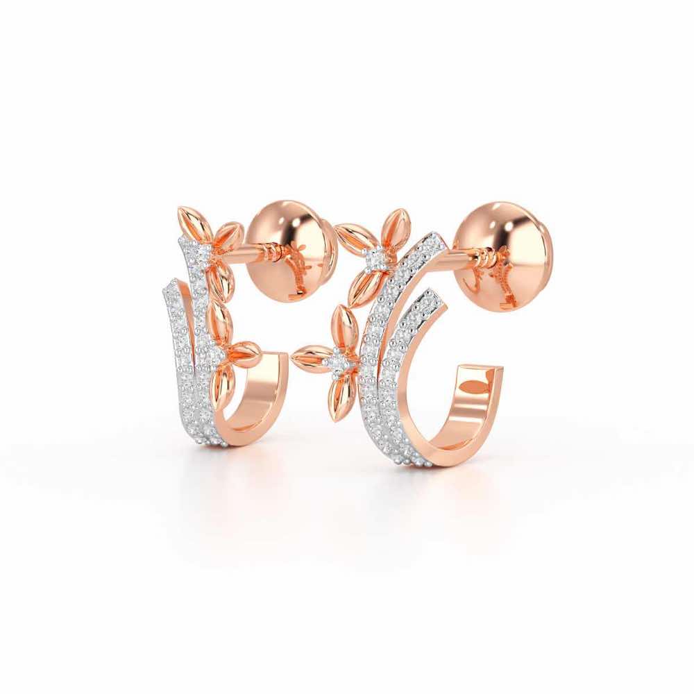 Regal Growth Silver Stud Earrings - Rose Gold - Image 3