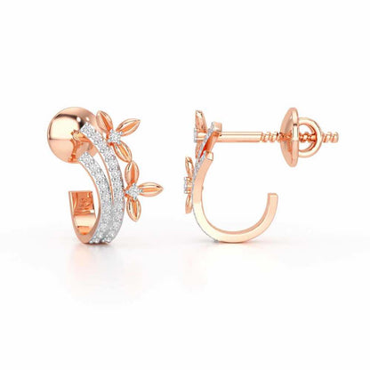 Regal Growth Silver Stud Earrings - Rose Gold - Image 4