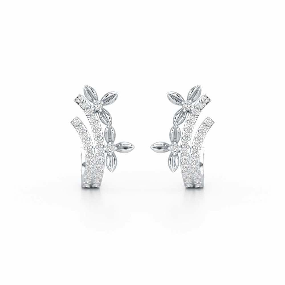 Regal Growth Silver Stud Earrings - White Gold - Image 1