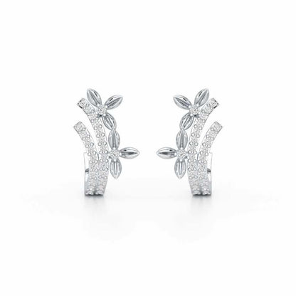 Regal Growth Silver Stud Earrings - White Gold - Image 1