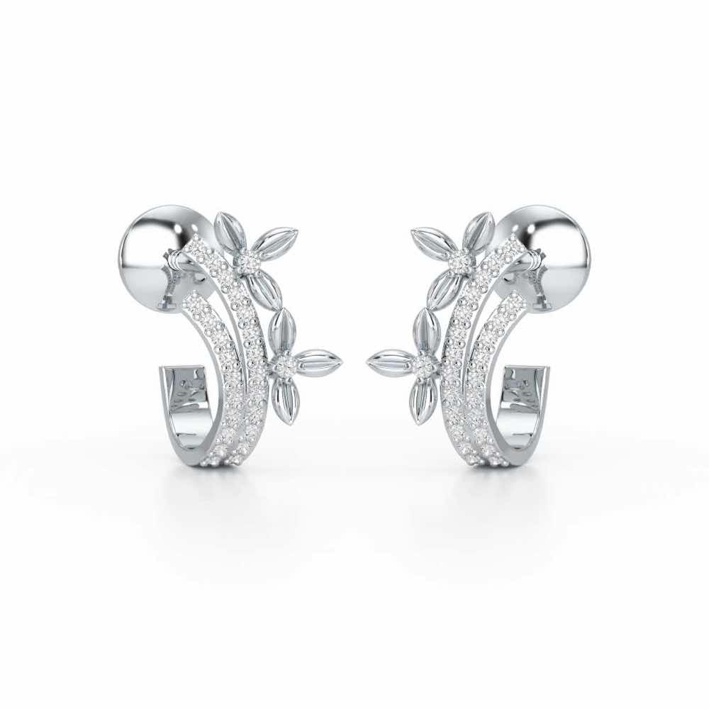 Regal Growth Silver Stud Earrings - White Gold - Image 2