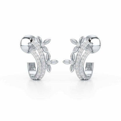 Regal Growth Silver Stud Earrings - White Gold - Image 2