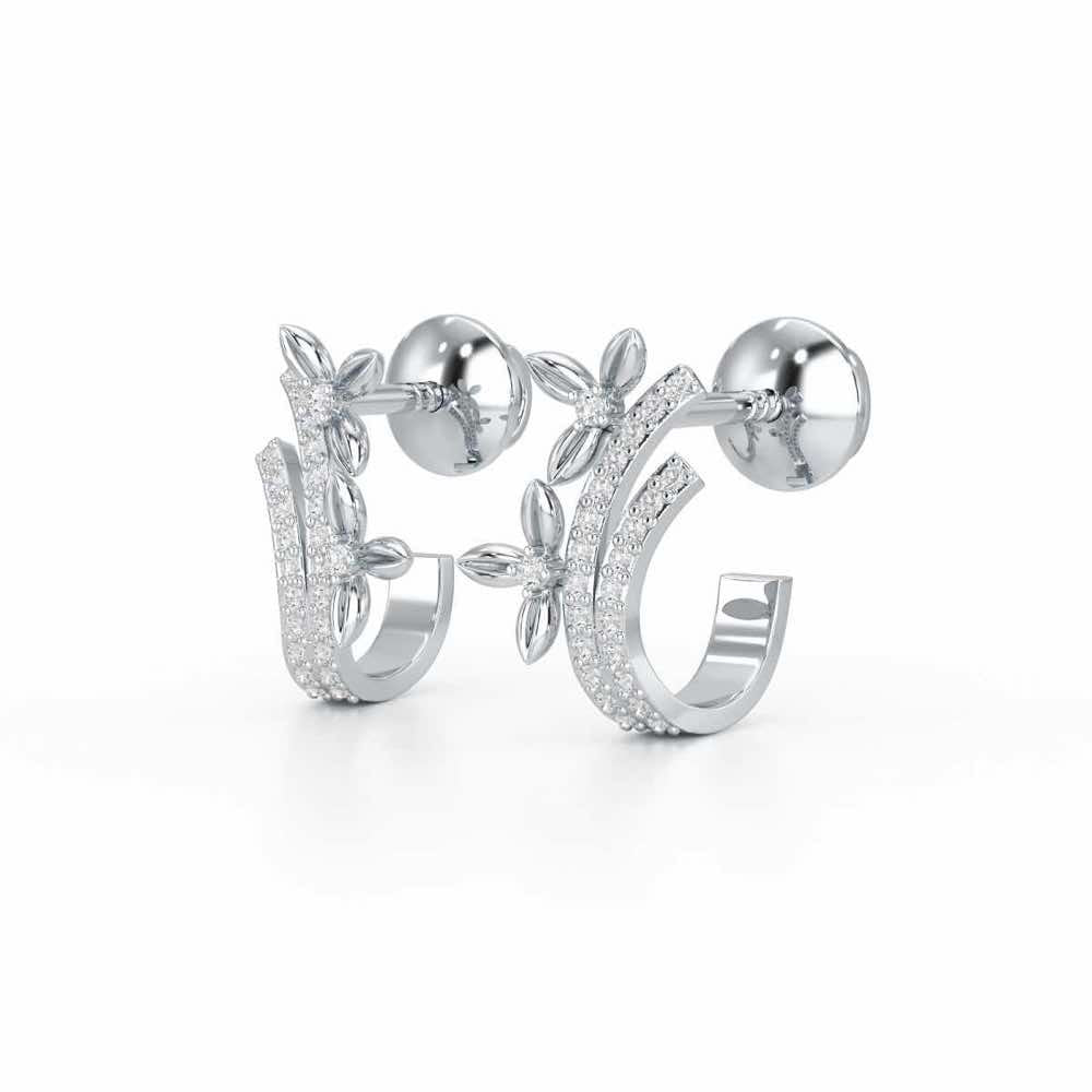Regal Growth Silver Stud Earrings - White Gold - Image 3