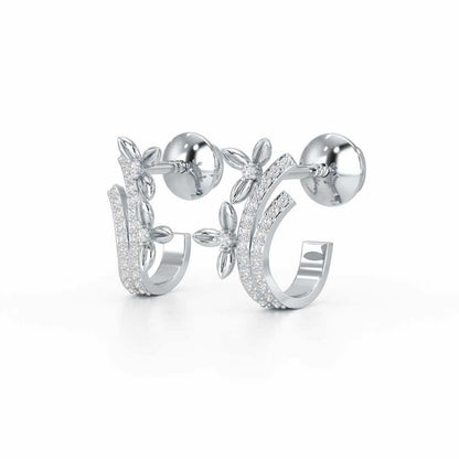 Regal Growth Silver Stud Earrings - White Gold - Image 3