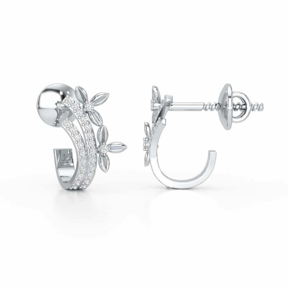 Regal Growth Silver Stud Earrings - White Gold - Image 4