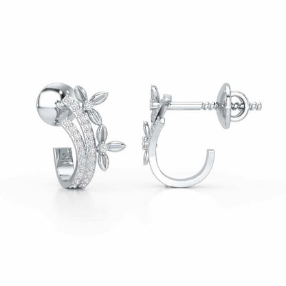 Regal Growth Silver Stud Earrings - White Gold - Image 4
