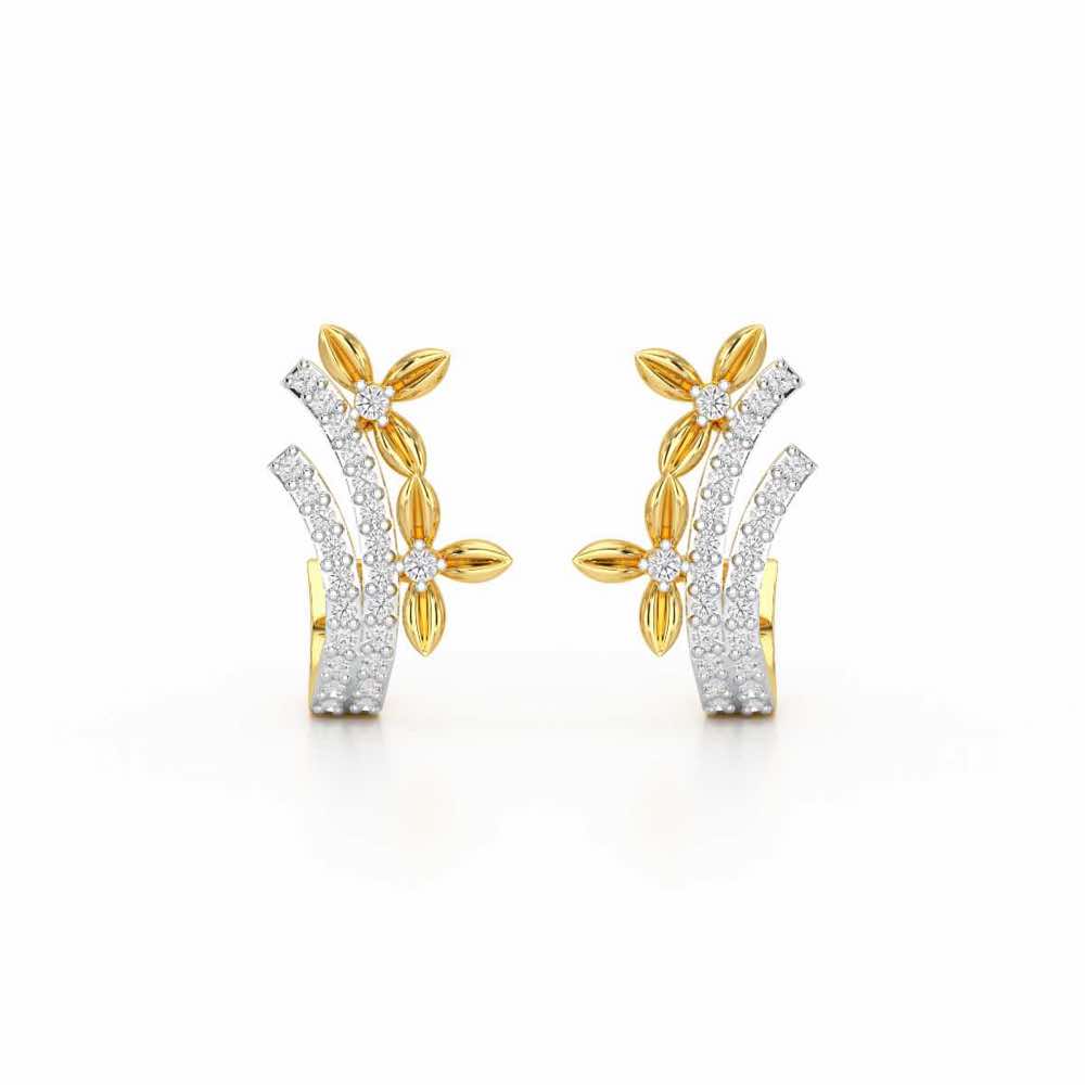 Regal Growth Silver Stud Earrings - Yellow Gold - Image 1