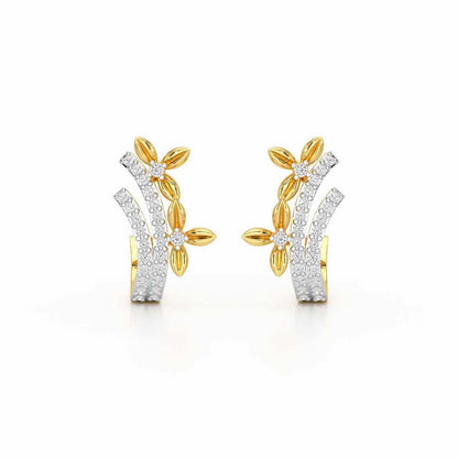 Regal Growth Silver Stud Earrings - Yellow Gold - Image 1