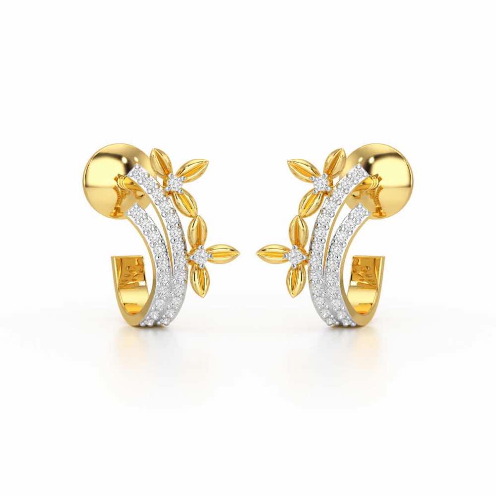 Regal Growth Silver Stud Earrings - Yellow Gold - Image 2