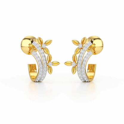 Regal Growth Silver Stud Earrings - Yellow Gold - Image 2