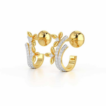 Regal Growth Silver Stud Earrings - Yellow Gold - Image 3