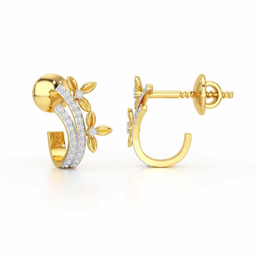 Regal Growth Silver Stud Earrings - Yellow Gold - Image 4