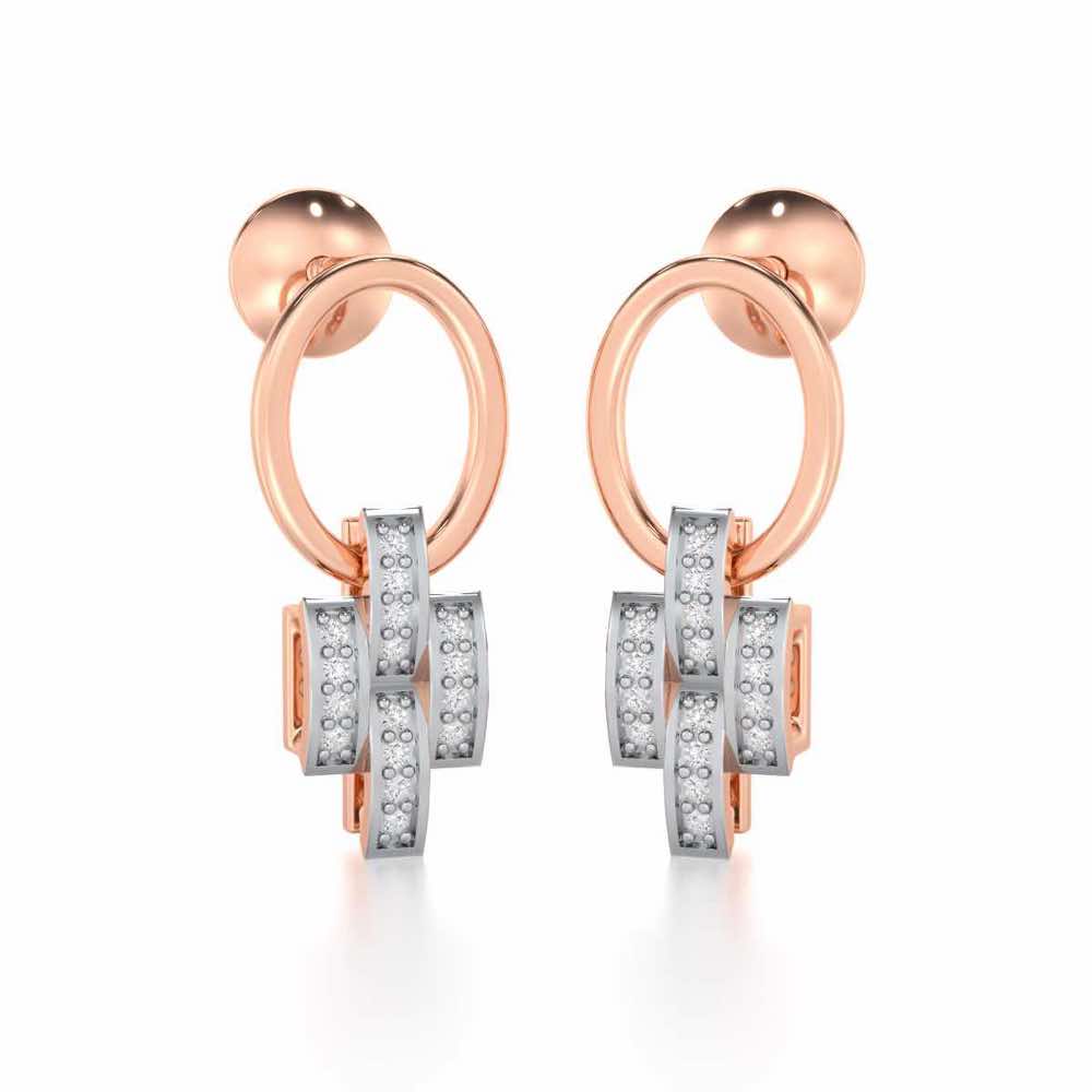Regal Lace Silver Earrings - Rose Gold - Image 2
