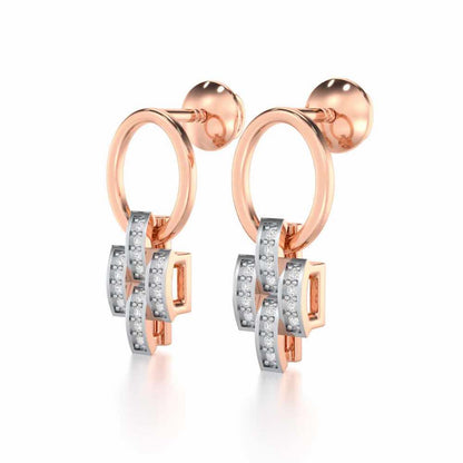 Regal Lace Silver Earrings - Rose Gold - Image 3