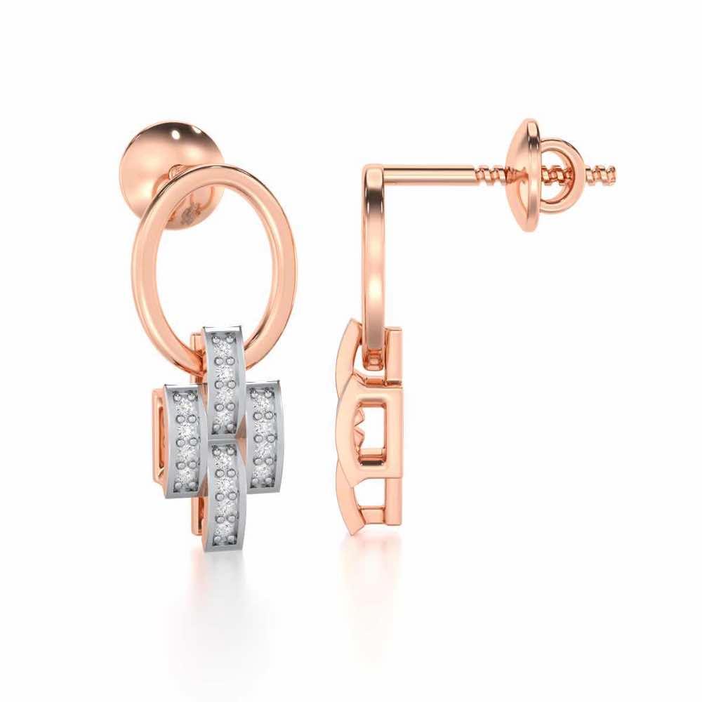 Regal Lace Silver Earrings - Rose Gold - Image 4