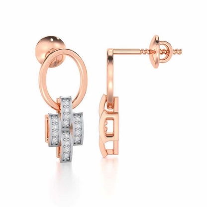 Regal Lace Silver Earrings - Rose Gold - Image 4