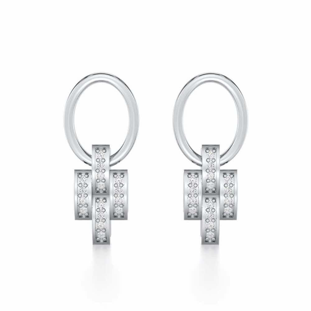 Regal Lace Silver Earrings - White Gold - Image 1
