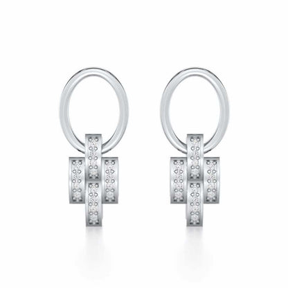 Regal Lace Silver Earrings - White Gold - Image 1