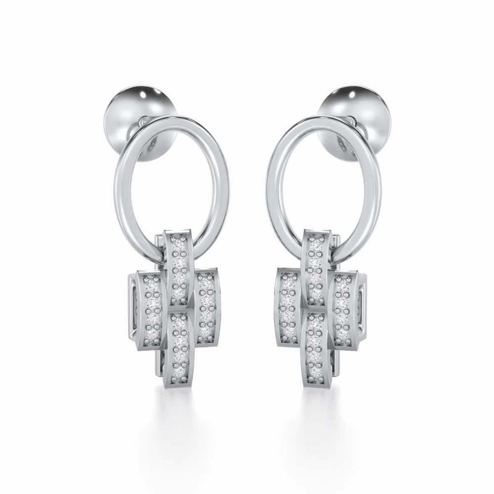 Regal Lace Silver Earrings - White Gold - Image 2