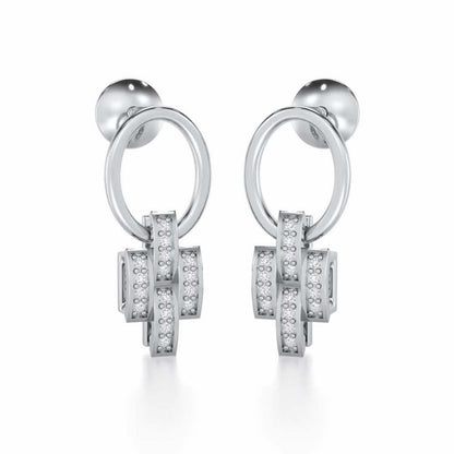 Regal Lace Silver Earrings - White Gold - Image 2