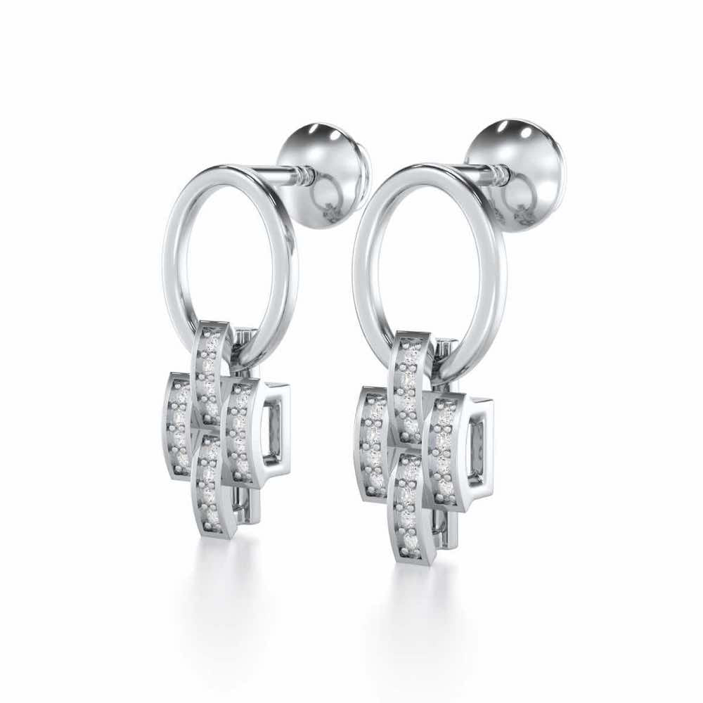 Regal Lace Silver Earrings - White Gold - Image 3