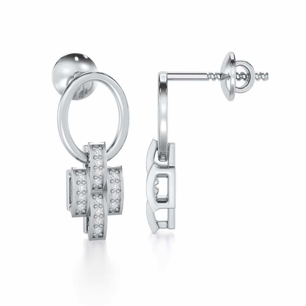 Regal Lace Silver Earrings - White Gold - Image 4