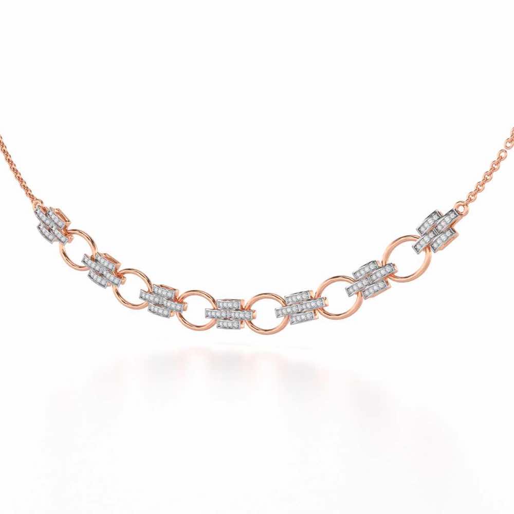 Regal Lace Silver Necklace - Rose Gold - Image 3