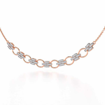 Regal Lace Silver Necklace - Rose Gold - Image 3